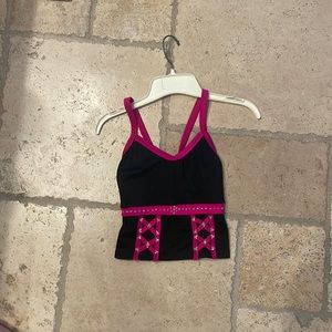Small adult pink and white dance top and shorts